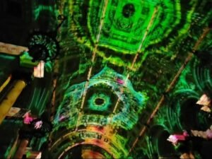 Image of immersive lights on the ceiling of the Great of St Georges Hall