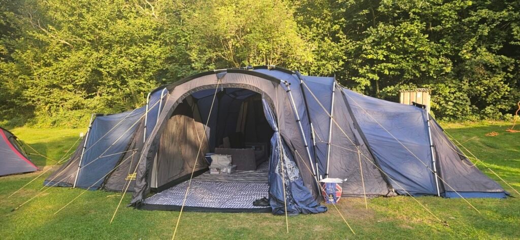 Image of pitched up 8 man tent
