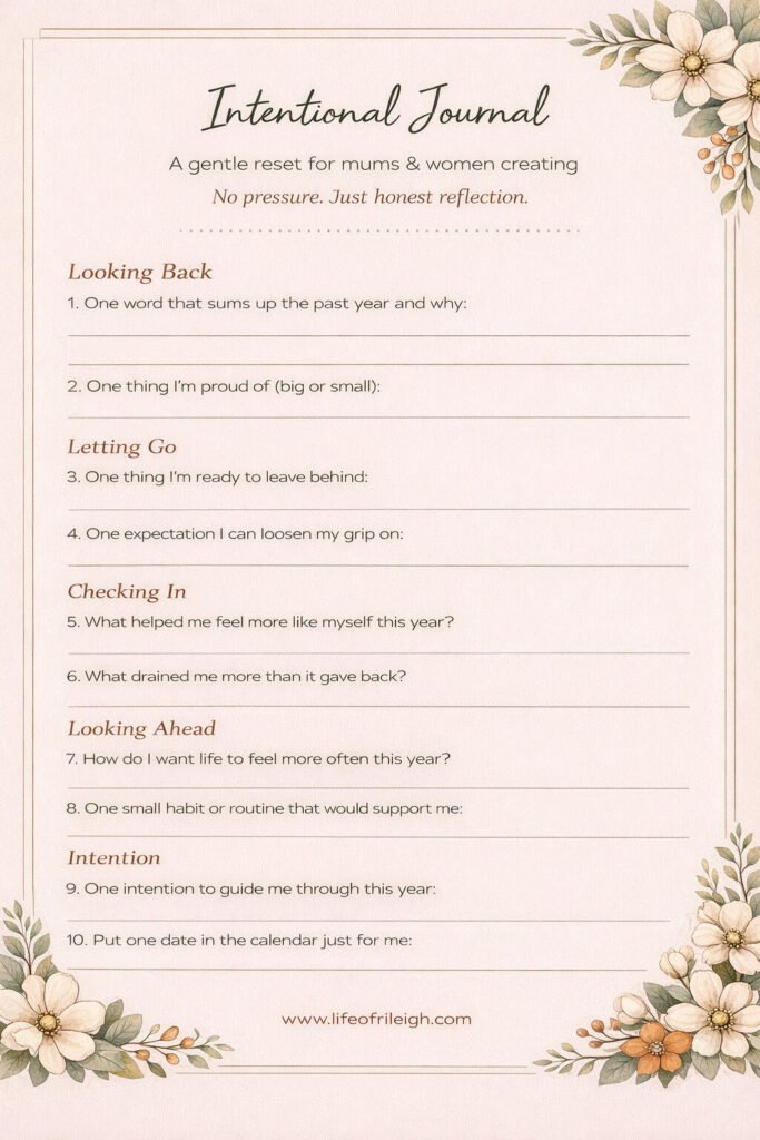 Intentional journal log, printable