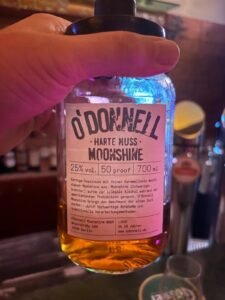 Bottle labelled moonshine photographed during our Austria trip